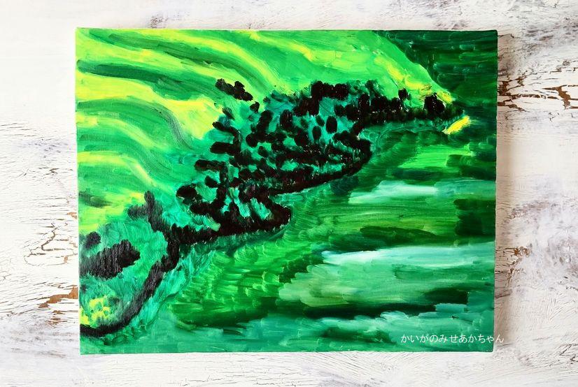 絵画「京都の古い寺の池の畔」F6・油彩・原画・裏紐付き 絵画 かいがの