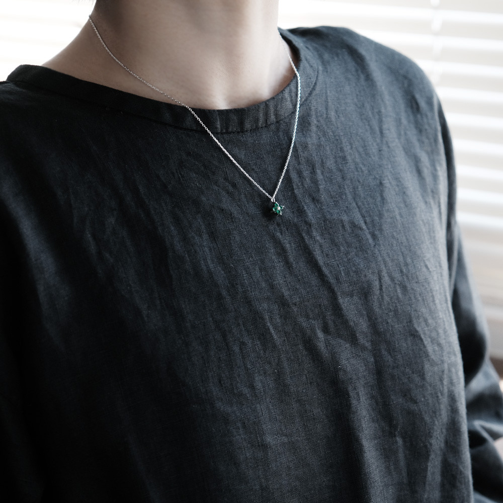 サファイア フラワー ネックレス シルバー925