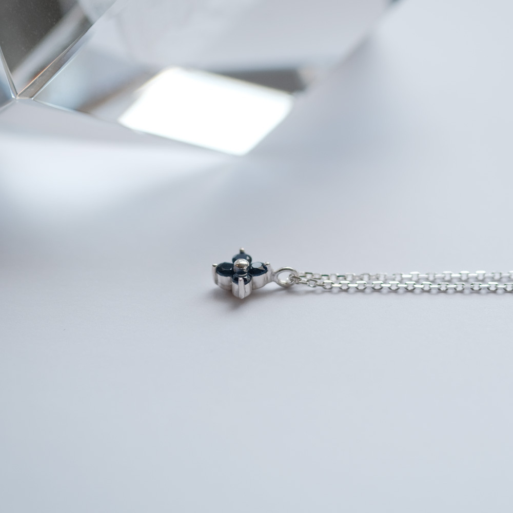 サファイア フラワー ネックレス シルバー925