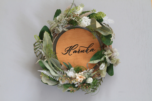 受注制作】ドアプレートリース(パターンB) 表札・ネーム