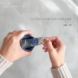 ″本革　スエード　クリアポーチ″ ベージュ　Mサイズ　化粧ポーチ　リップポーチ　クリスマス　小物入れ　レザーポーチ 9枚目の画像