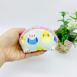 ミニポーチ☆インコちゃん（ピンク）小銭入れ　コインケース 1枚目の画像