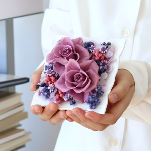 プリザーブドフラワー フレーム インテリア おしゃれ 専門店 バラ 紫