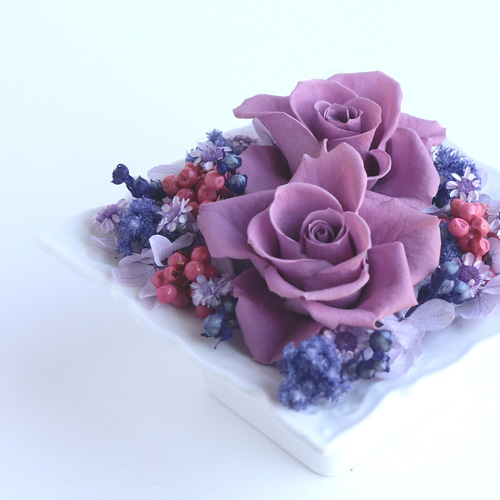 プリザーブドフラワー フレーム インテリア おしゃれ 専門店 バラ 紫