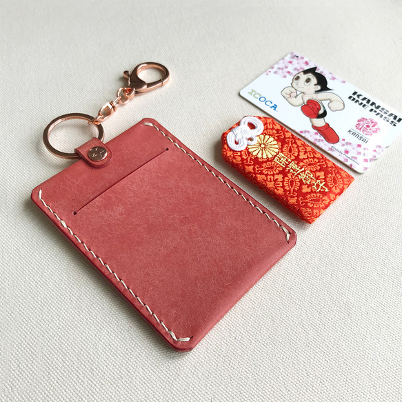 Bloom 皮革票卡套 證件套 / 水蜜桃粉 托斯卡尼黃 第7張的照片
