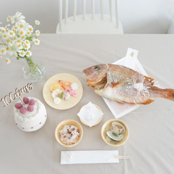 木製［送料込］ケーキトッパー 100days お食い初め 100日祝い 誕生日 飾り 祝百日 ピック pick［Q］ 5枚目の画像