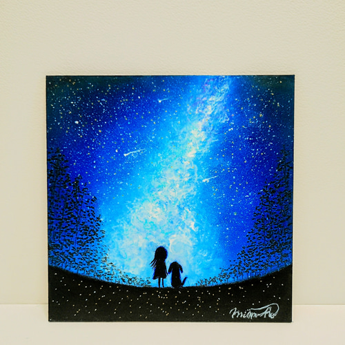 夜空 宇宙銀河と繋がる 【原画】オイルパステルアート 絵画