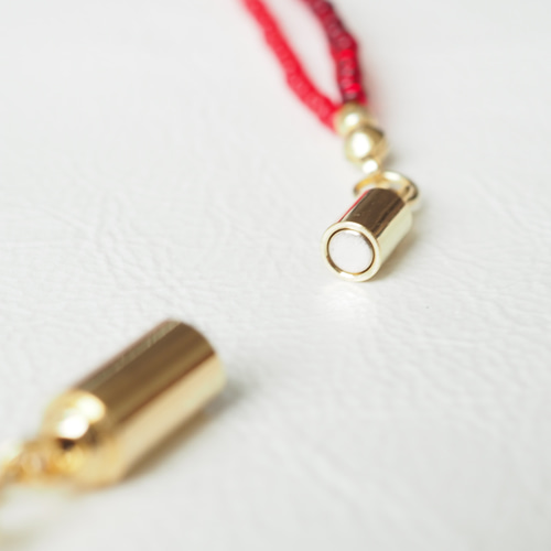 2way】トリプルレッド 3連ビーズネックレス 長さが選べる ロング