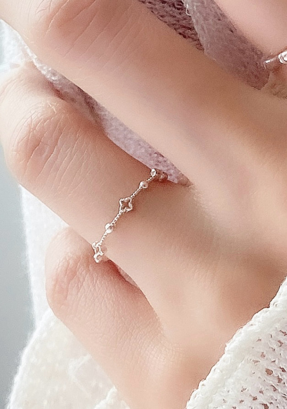 華奢で繊細なデザイン✤クローバーレースsilver925リング 9枚目の画像