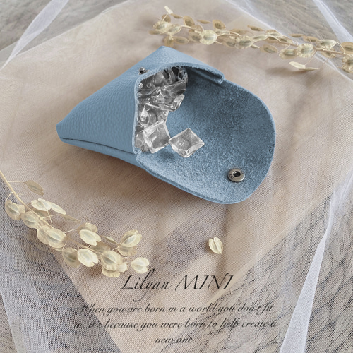 新色 ポーチ キーケース 水色 牛革 本革 ソフトレザー 名刺入れ 小銭