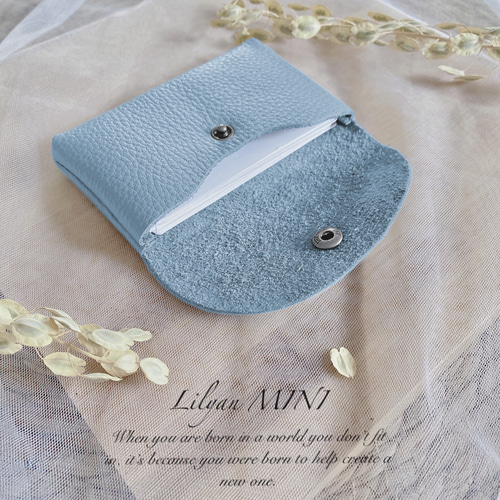 新色 ポーチ キーケース 水色 牛革 本革 ソフトレザー 名刺入れ 小銭