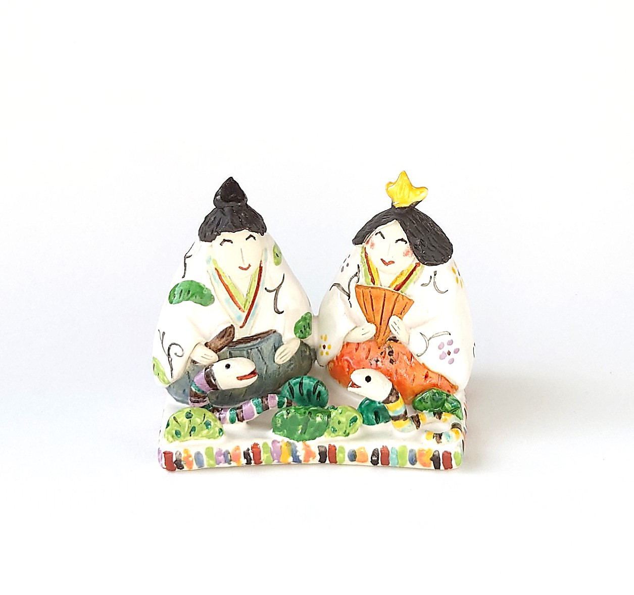 干支とお雛様のコラボです♪　　ミニ干支(サル）お雛様　置物　陶器