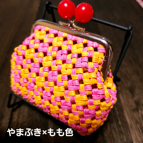 ❤【改良型 あめ玉がま口小銭入れ(中)】❤財布 クラフトバンド