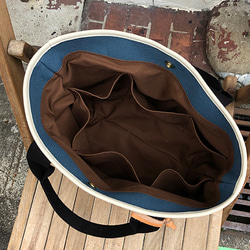 ＜期間限定＞ネコきちんとトートS：ブルーグレー（高島帆布トートバッグ） 5枚目の画像