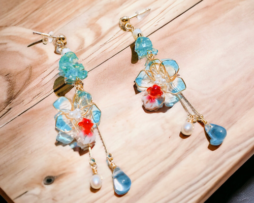 k.akiko様おまとめ♡ ハンドメイドアクセサリー レジンピアス イヤリング 傘ピアス レジン ハンドメイド 立体 透明 1ペア アクセサリー