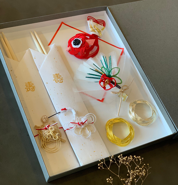 敬老の日や、お正月、婚礼などの祝膳に♡水引鶴亀箸袋とめで鯛、松竹梅