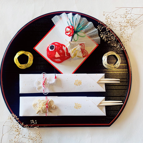 敬老の日や、お正月、婚礼などの祝膳に♡水引鶴亀箸袋とめで鯛、松竹梅