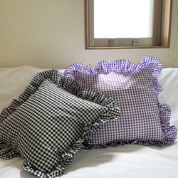 GINGHAM FRILL CUSHION COVER ( 14COLORS ) 3枚目の画像