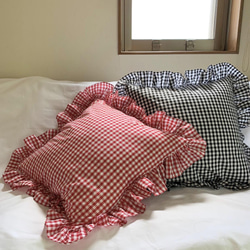 GINGHAM FRILL CUSHION COVER ( 14COLORS ) 2枚目の画像
