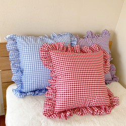 GINGHAM FRILL CUSHION COVER ( 14COLORS ) 6枚目の画像