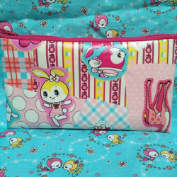 SOLD◆ハンドメイド ポーチ ハニーチューン ピンク レトロ アニマル 喫茶店 SOLD◇ハンドメイド ポーチ ハニーチューン ピンク レトロ