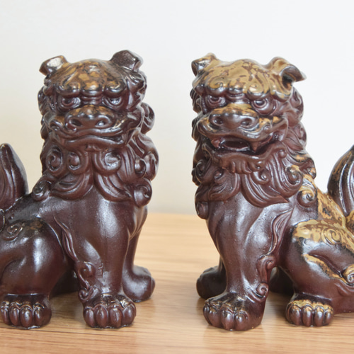 狛犬　陶器 信楽焼 手づくり荒土狛犬（黒）一対【通販/阿吽/特価/厄除け/魔