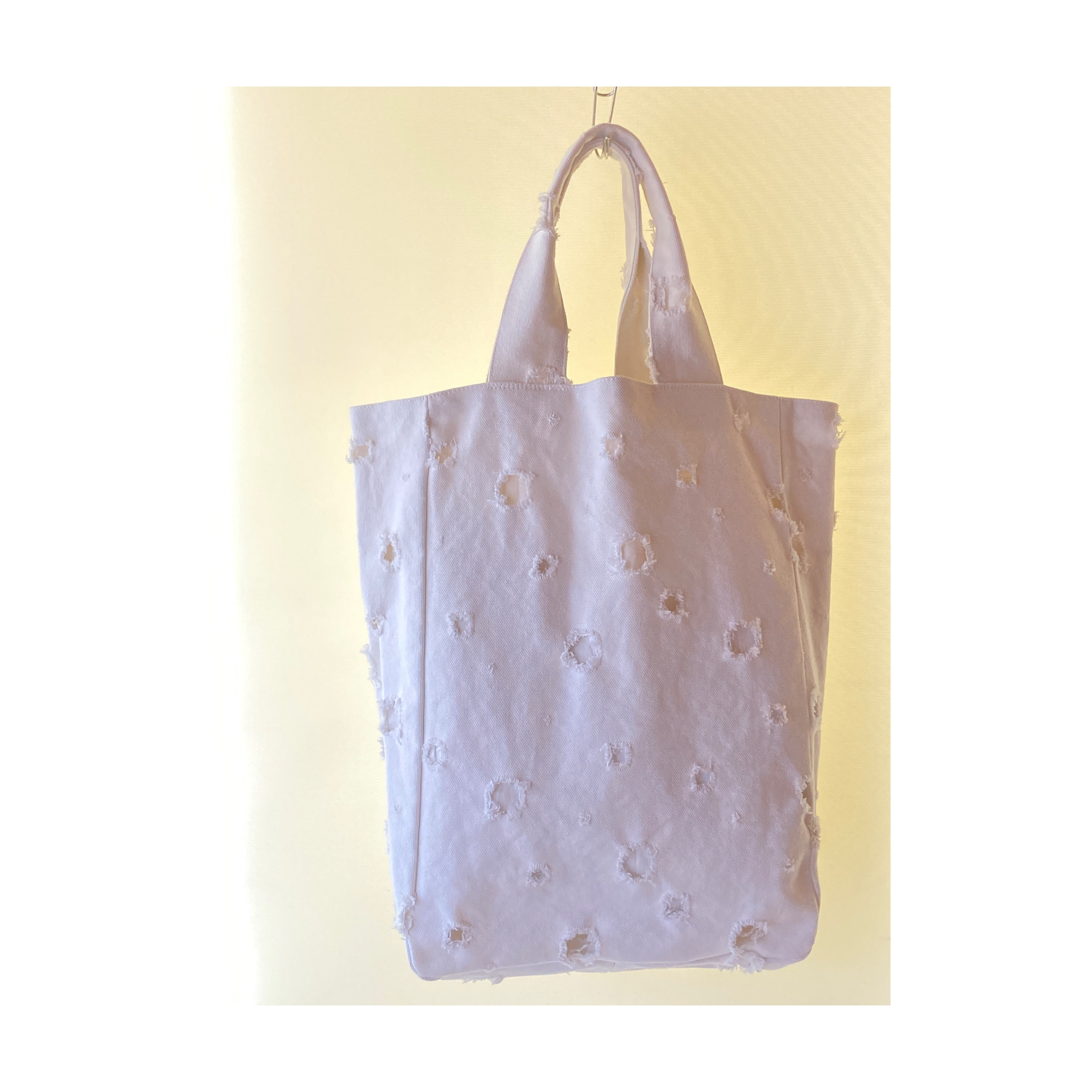 ダメージ加工テキスタイル　トート　ホワイト