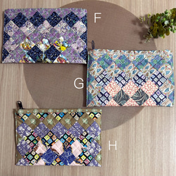 新色追加ஐ贈り物にも♡パッチワークキルトポーチ【Hyakumanen Bag】スクエアステッチ 4枚目の画像