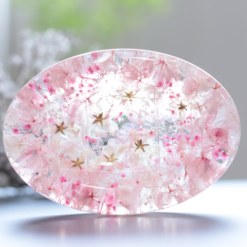 ソープ&アクセサリーディッシュ～満開桜～＊固まるハーバリウム＊無料  
