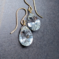 大粒ブルートパーズ☆枠止めペアシェイプファセットカット14kgf