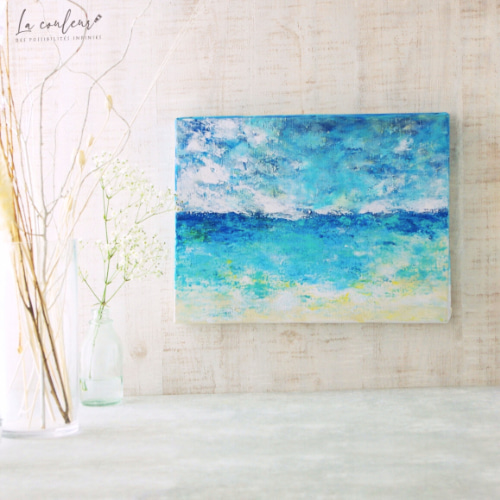 原画】海 332×242×20mm（F4サイズ）キャンバス 送料無料 絵画 La