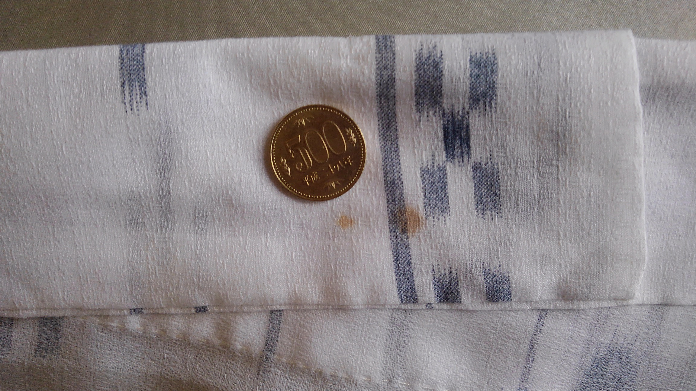 大き目サイズ★夏着物・単衣着★総手縫い★白＆濃グレー（濃紺？）系絣★バチ衿仕立て★浴衣にも