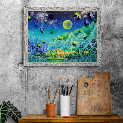 原画】月とあそぶ タペストリー・壁掛け てじまともこ 通販 12255787