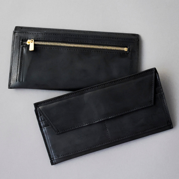 送料無料 超薄型 財布 2WAYポケット スリム ウォレット フラグメントケース 長財布 ブラック AURAMU 5枚目の画像