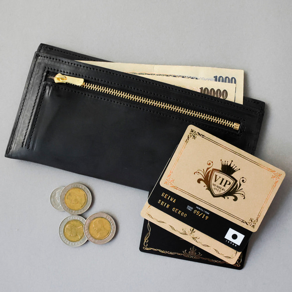 送料無料 超薄型 財布 2WAYポケット スリム ウォレット フラグメントケース 長財布 ブラック AURAMU 7枚目の画像