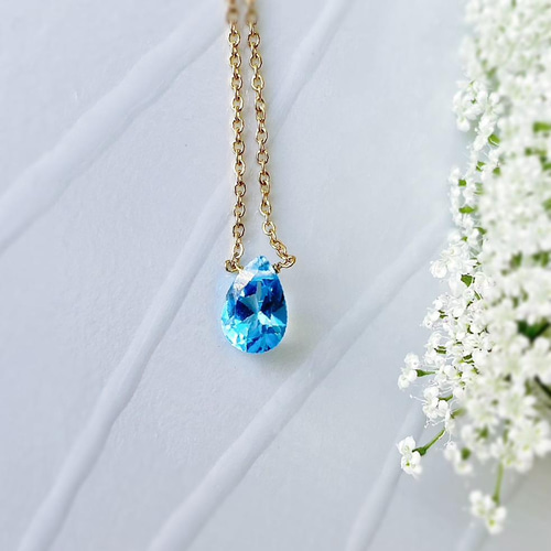 ブルートパーズ カラー ストーン ネックレス