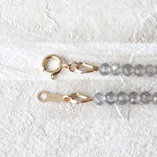 14kgf ラブラドライト ボタンカット ブレスレット*天然石 ブレスレット