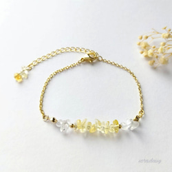 シトリン・水晶の華奢なチェーンブレスレット *11月誕生石* 天然石