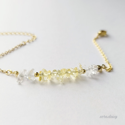シトリン・水晶の華奢なチェーンブレスレット *11月誕生石* 天然石