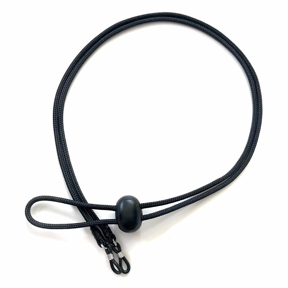 パラコード製眼鏡ストラップ・ストッパー付（黒色・太さ3mm）送料込