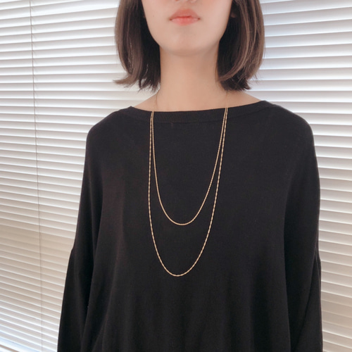 ２連使いも素敵♪【CHANEL】シンプルで上品なロングネックレス 質感で魅せるシンプルで使いやすい定番2連ロングネックレス