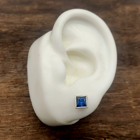 男士藍銀耳環/銀925一隻耳/左耳第二隻耳環/簡約/男士禮物/pe38 第2張的照片