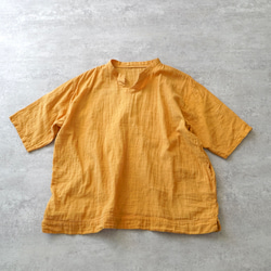 キーネック ガーゼTシャツ/オレンジ/知多木綿 ダブルガーゼ 10枚目の画像