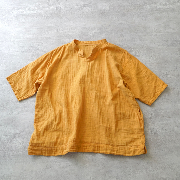 キーネック ガーゼTシャツ/オレンジ/知多木綿 ダブルガーゼ 10枚目の画像