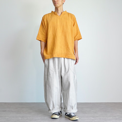 キーネック ガーゼTシャツ/オレンジ/知多木綿 ダブルガーゼ 7枚目の画像