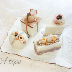 【送料無料】手作りキット販売♡プリザーブドフラワーで作るプチケーキセット♡フェイクケーキ、インテリアケーキ 1枚目の画像