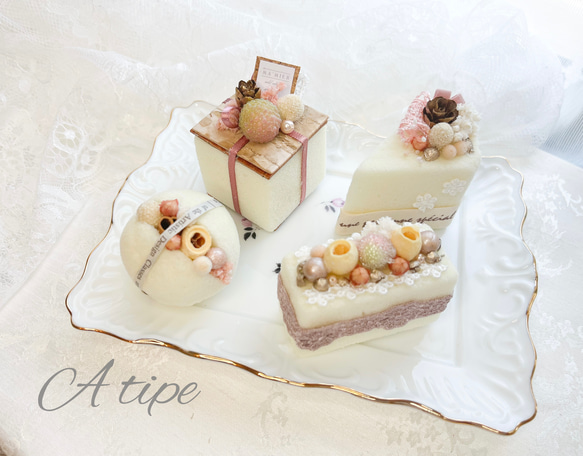 【送料無料】手作りキット販売♡プリザーブドフラワーで作るプチケーキセット♡フェイクケーキ、インテリアケーキ 1枚目の画像