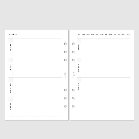 A5サイズ・システム手帳リフィル／計画が立てやすいシンプルなウィークリー・バレットジャーナル【CBA5_WL01】 2枚目の画像
