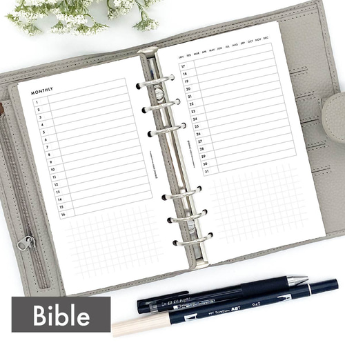 バイブルサイズ・システム手帳リフィル／リストタイプのマンスリー  