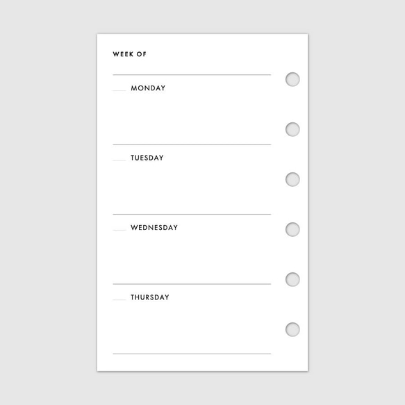 ミニ6サイズ・システム手帳リフィル見開き１週間シンプルなウィークリー【CBMI_WL01】 3枚目の画像